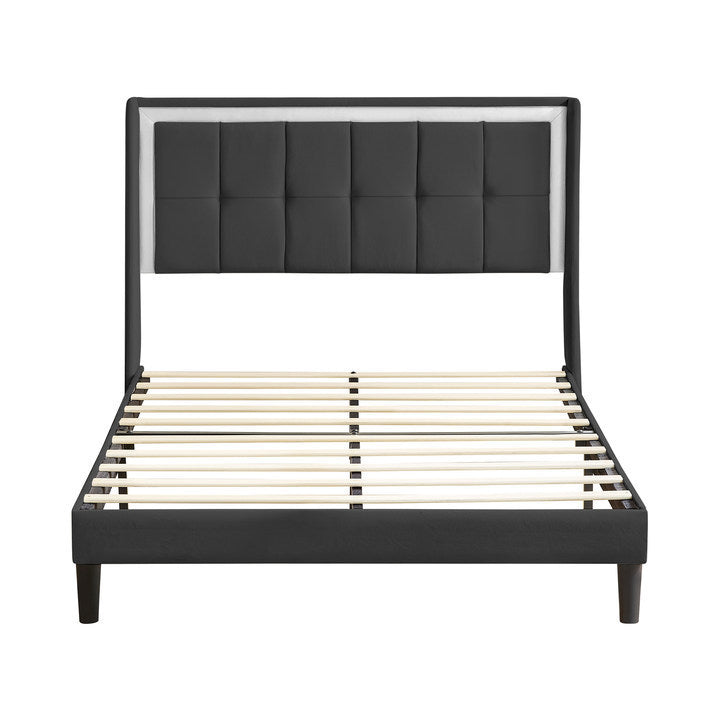 Vito Queen Size Platform Bed Frame - Dark Gray