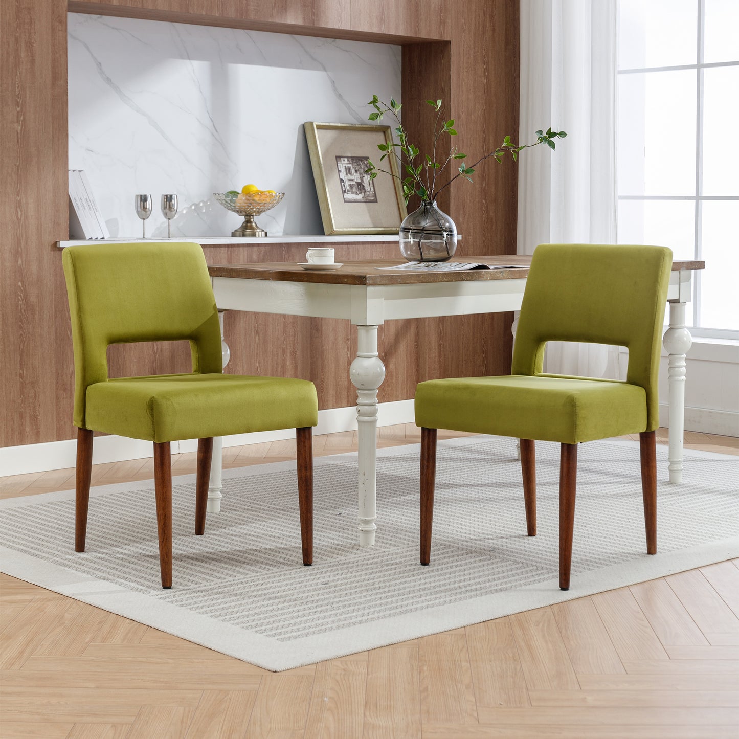 Giordano Dining Chairs with Solid Wood (Set of 2) - Green