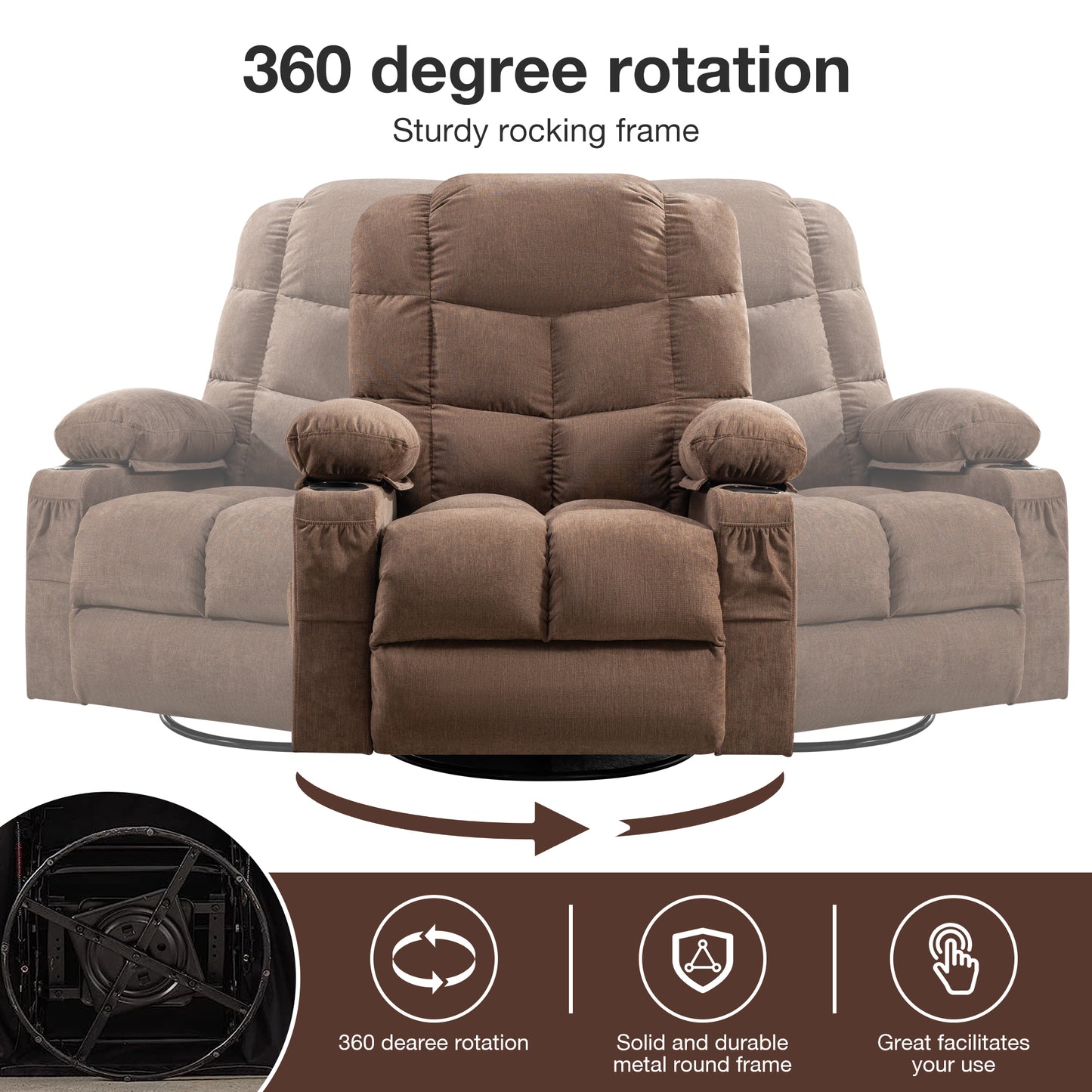 Cruiser Massage Rocker Recliner Chair - Brown