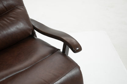 Tyler Swivel Power Recliner with Solid Wood Armrests - Brown