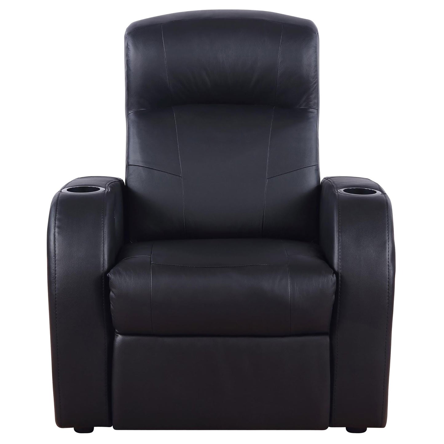 Novak Black Upholstered Recliner with Cup Holder