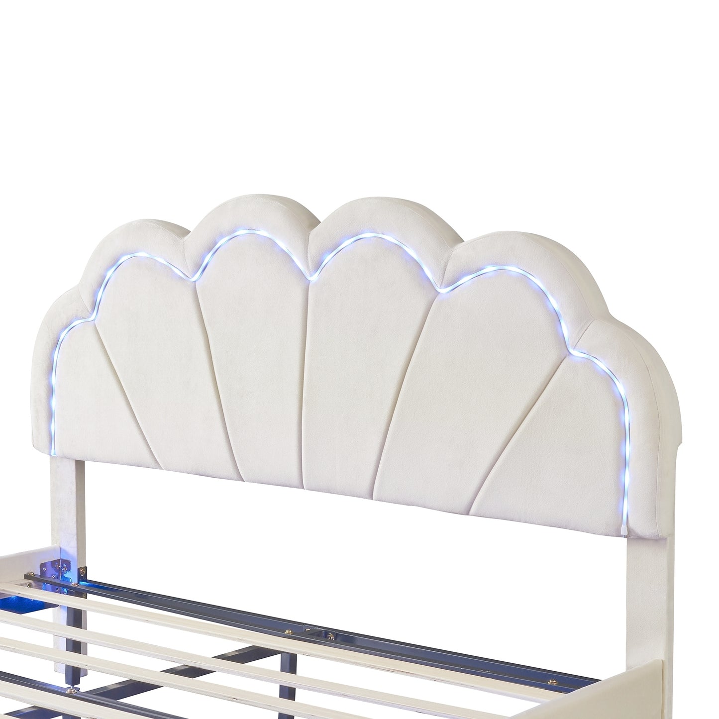 Atlantic Queen Size Platform Bed Frame withe LED - Beige