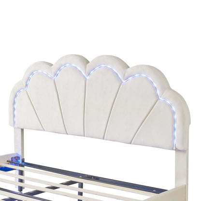 Atlantic Queen Size Platform Bed Frame withe LED - Beige