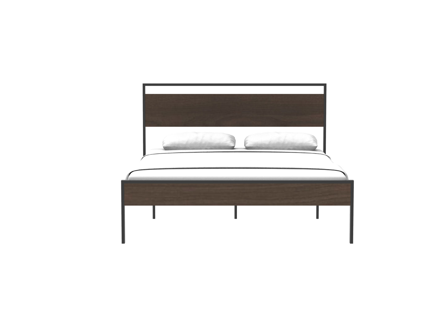 Ceres Queen Size Metal Bed - Walnut