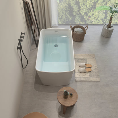 Rinny 49'' Freestanding Japanese Soaking Bathtub with Built-in Seat