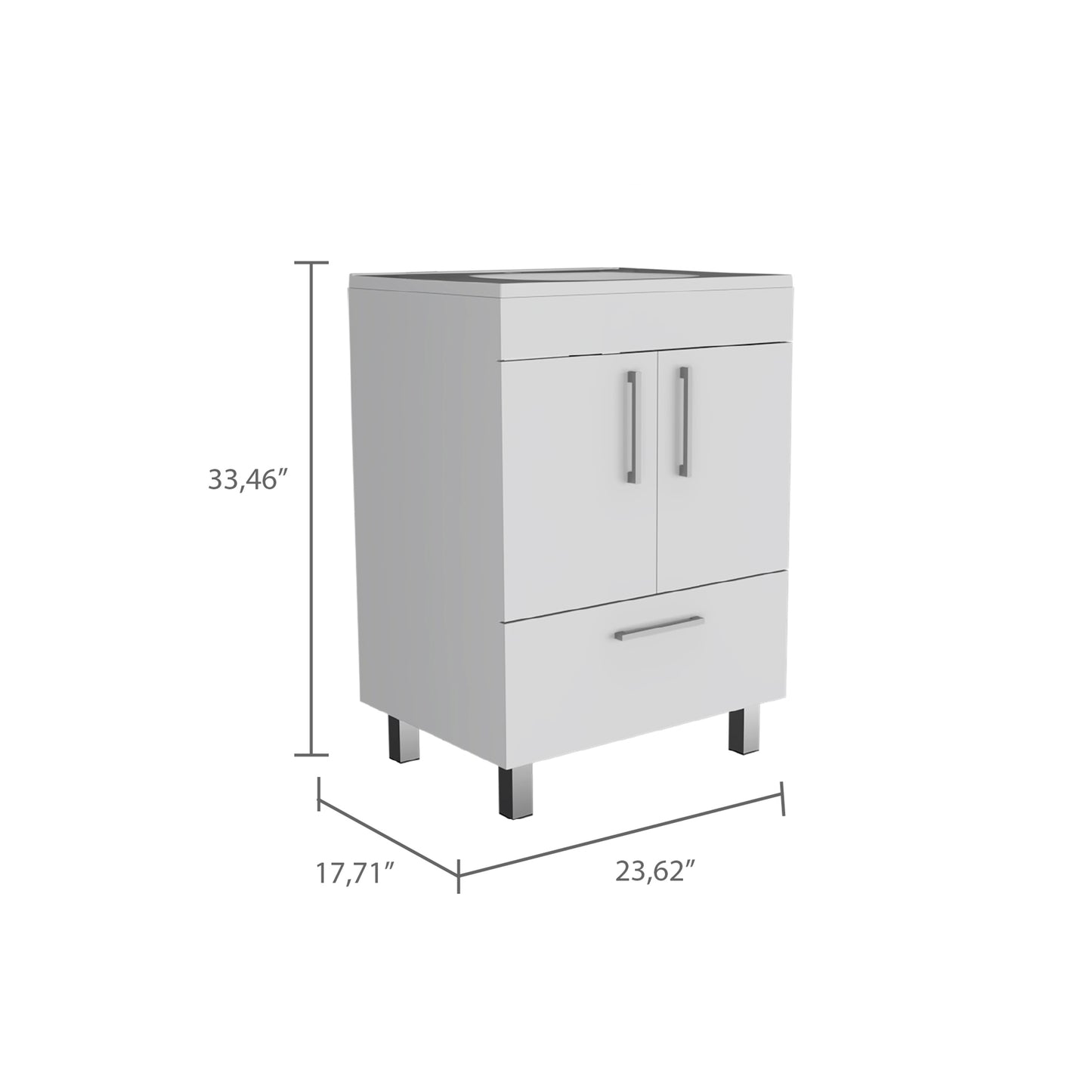 2-Door Rectangle Single Bathroom Vanity - White