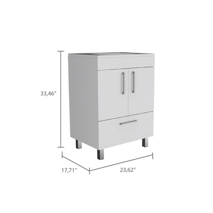 2-Door Rectangle Single Bathroom Vanity - White