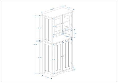 Myra II Storage Cabinet with Glass Doors - White