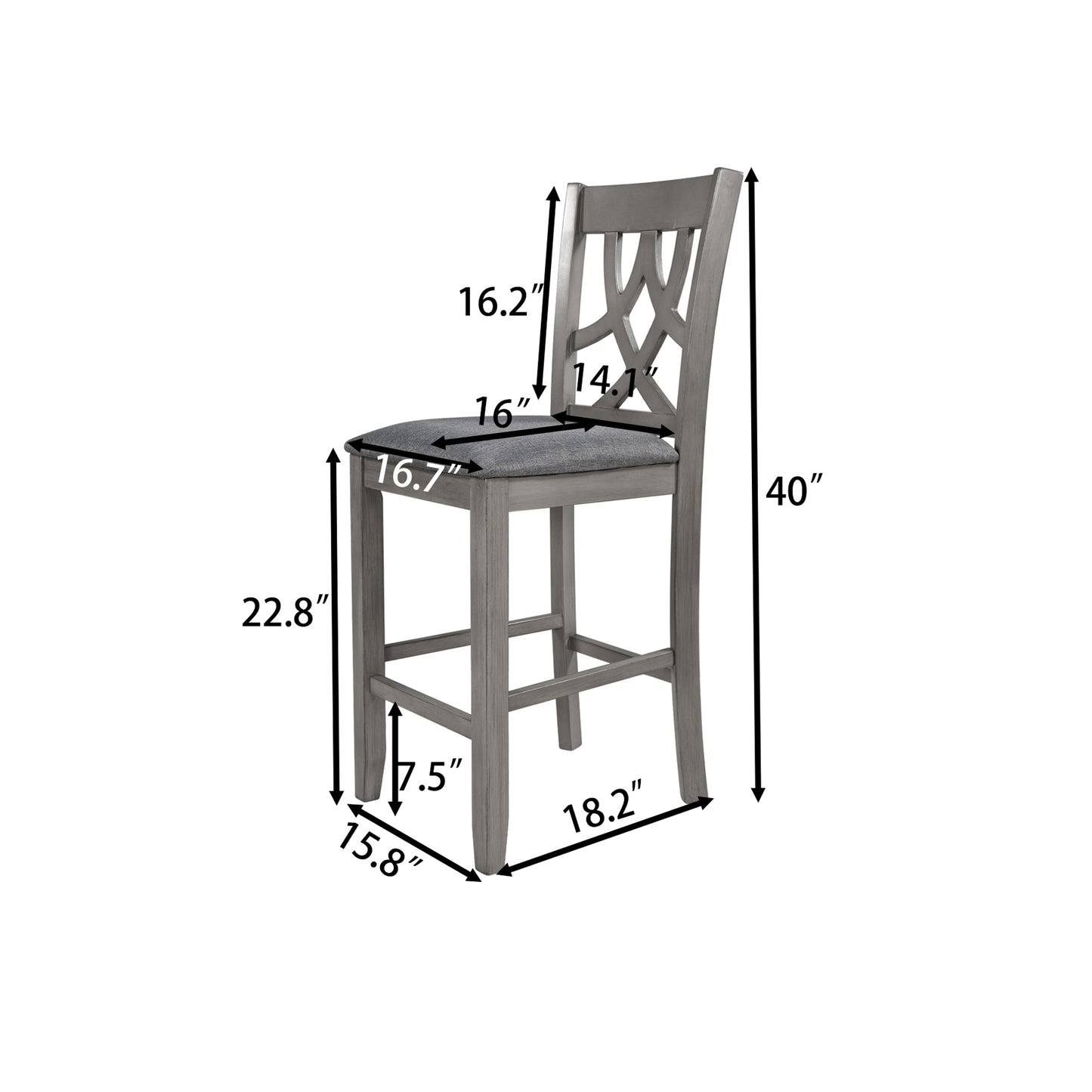 Aisha Counter Height Kitchen Dining Chairs (Set of 2) - Gray