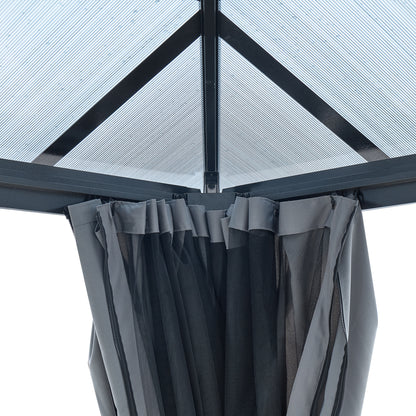 Afix 10 X 13 ft  Permanent Hardtop Gazebo Canopy - Black