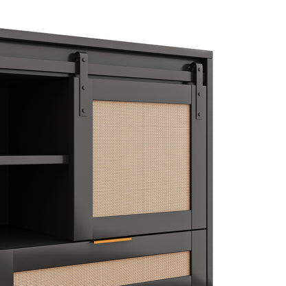 Sliding Barn Door Storage Cabinet - Black