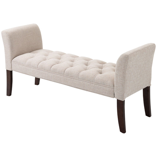 Evo Button-Tufted Bench - Beige