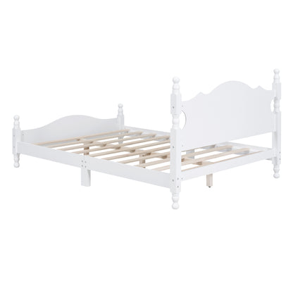 Quarto II Full Size Wood Platform Bed Frame - White