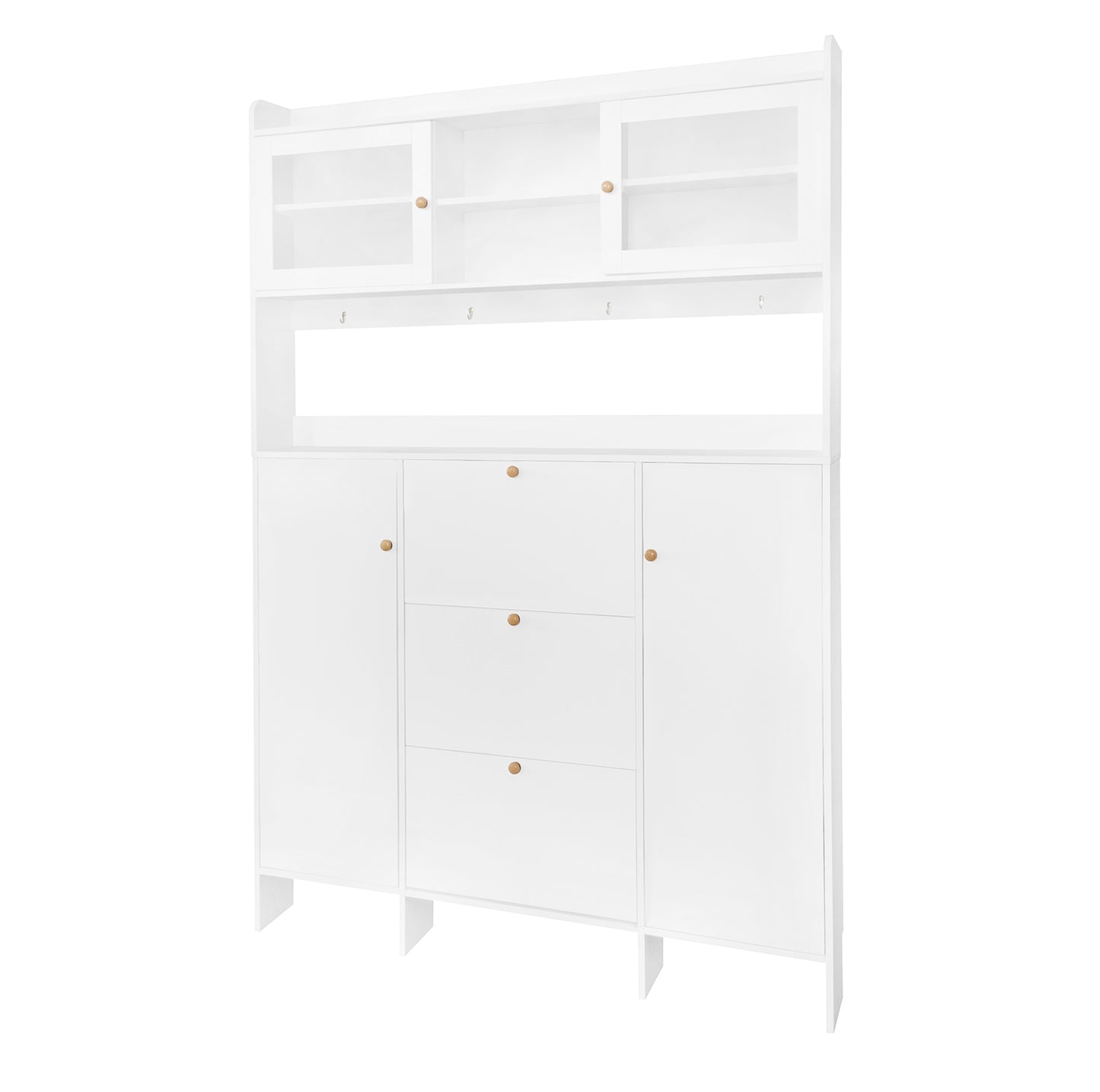 Felix Multifunctional Shoe Cabinet with Open Storage Platform - White