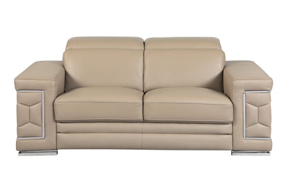 Denzel Top Grain Italian Leather Loveseat - Beige