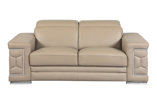 Denzel Top Grain Italian Leather Loveseat - Beige