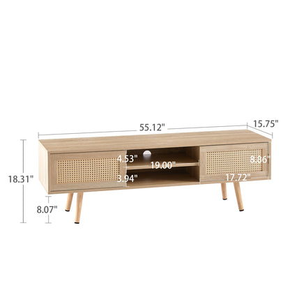 Rattan TV Stand with Storage - Natural