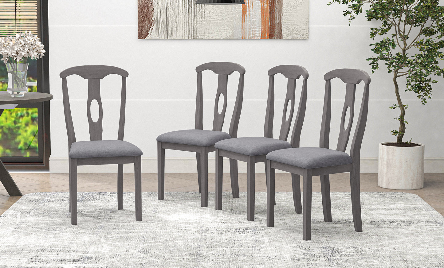 Titus Rustic Wood Padded Dining Chairs (Set of 4) - Gray