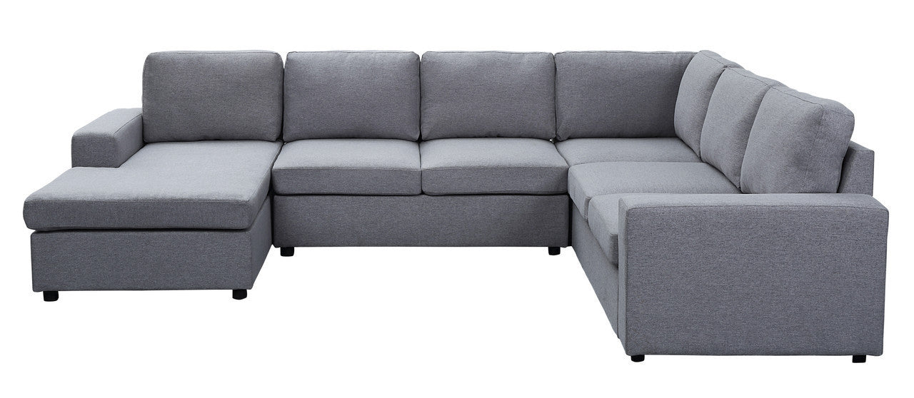 Warren Linen 6 Seat Reversible Modular Sectional Sofa Chaise - Light Gray