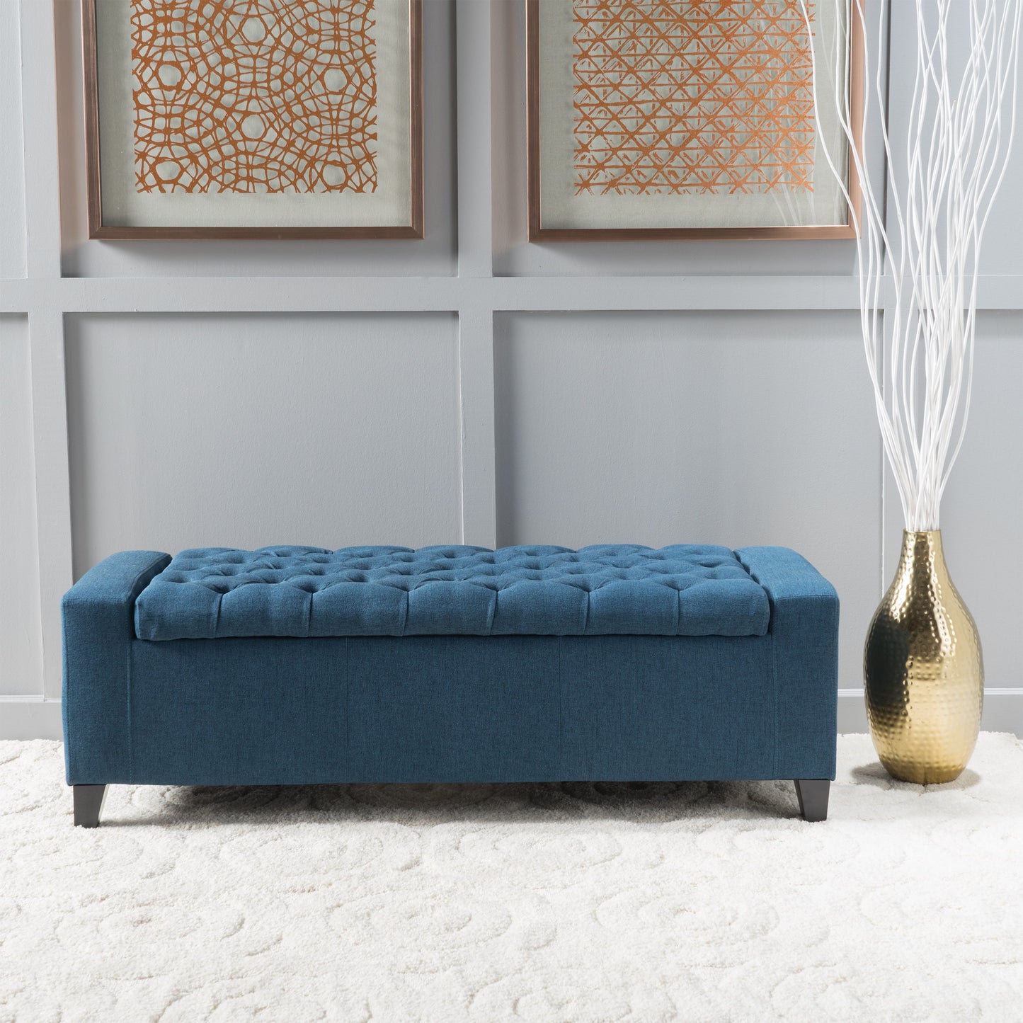 Guernsey Storage Ottoman - Navy Blue