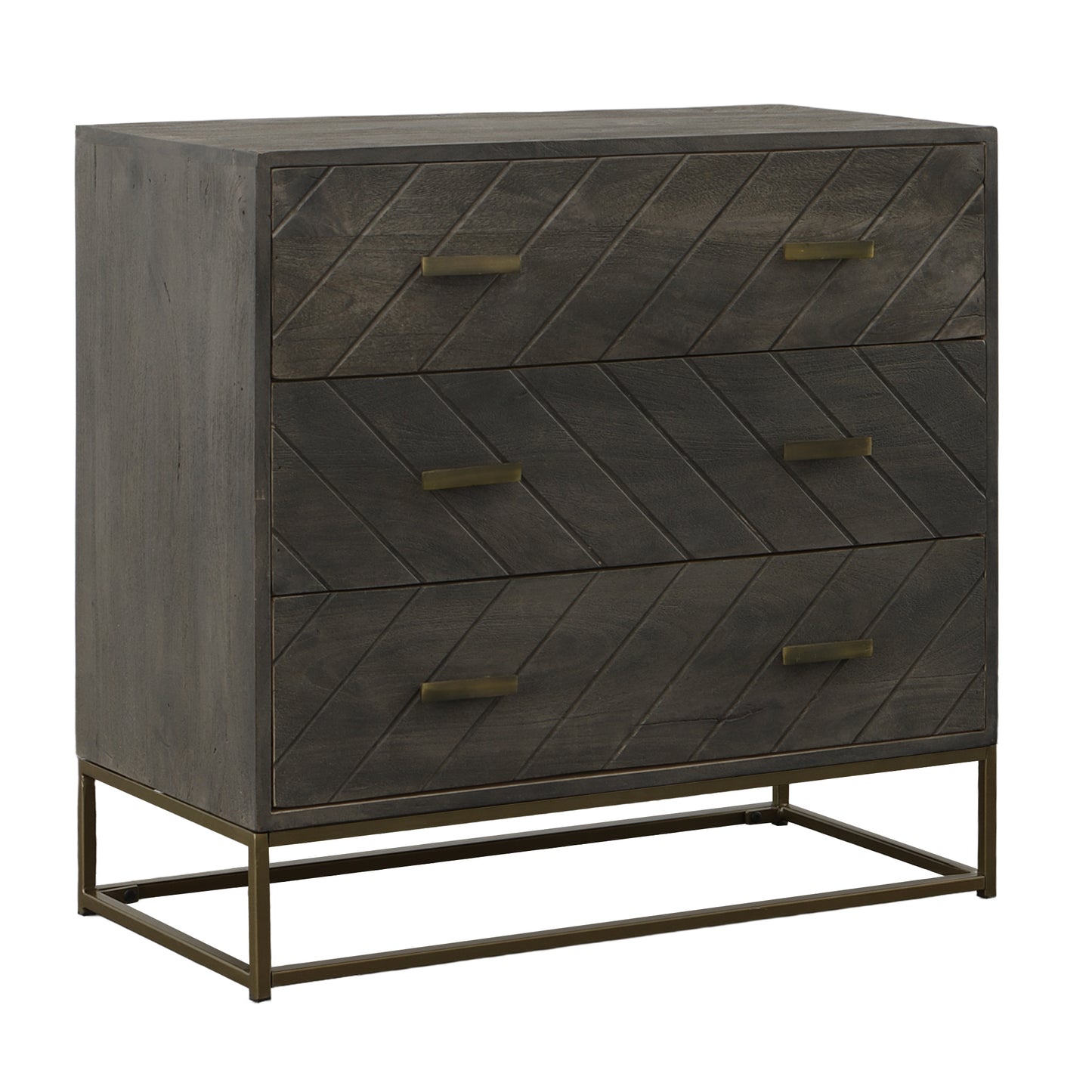 Roy 3 Drawer Mango Wood Dresser Chest - Gray