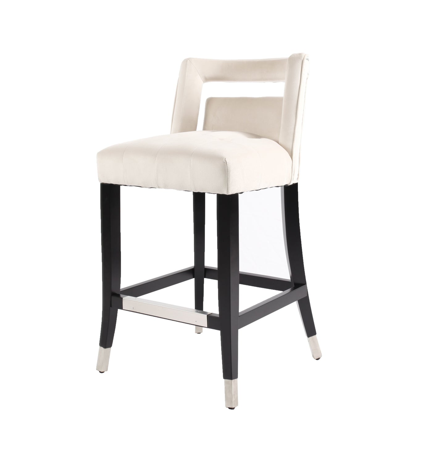 Xavier Suede Velvet Counter Height Stools - Cream Set of 2