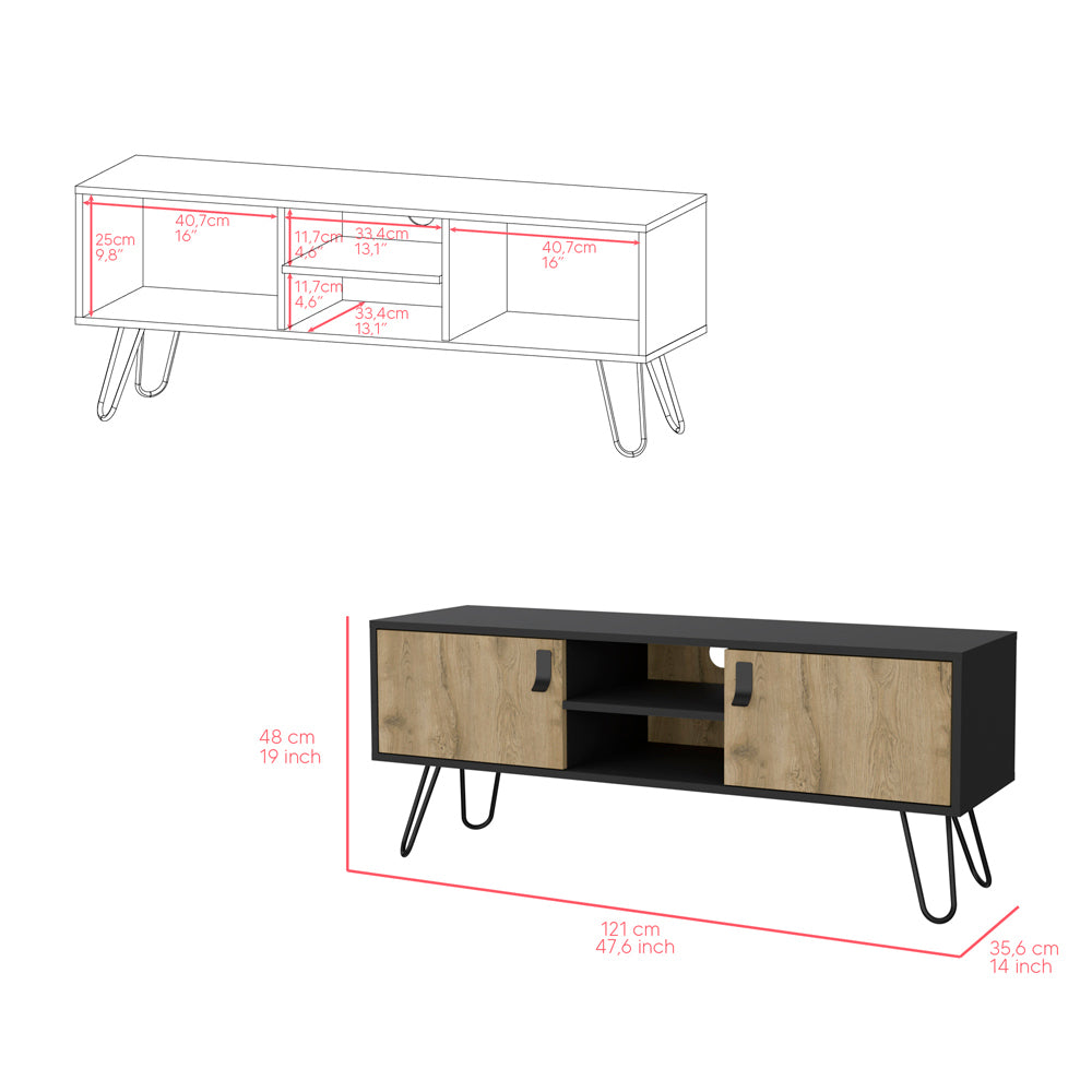 Adena TV Stand - Black/Macadamia