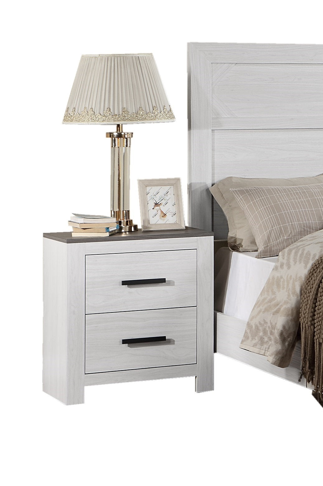 Kara Nightstand 2-Drawers - White