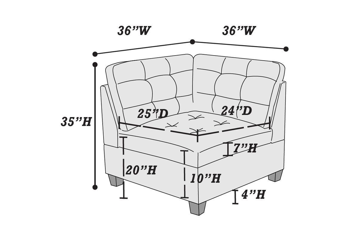 Kata Antique Modular Sectional 6pc Set 2x Corner Wedge 2x Armless Chairs and 2x Ottoman - Grey