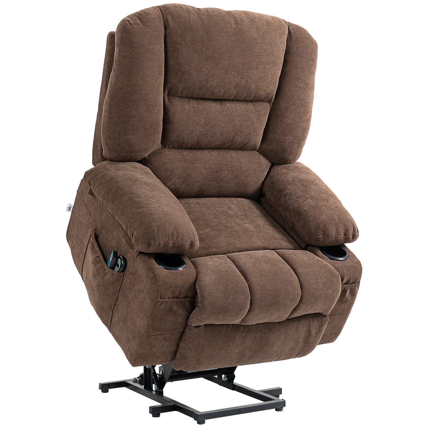 Kenzo Power Lift Recliner Chair Sofa with Vibration Massage and Heat - Brown