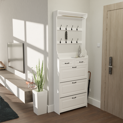 Chelsea II Shoe Storage Cabinet - White+Oak