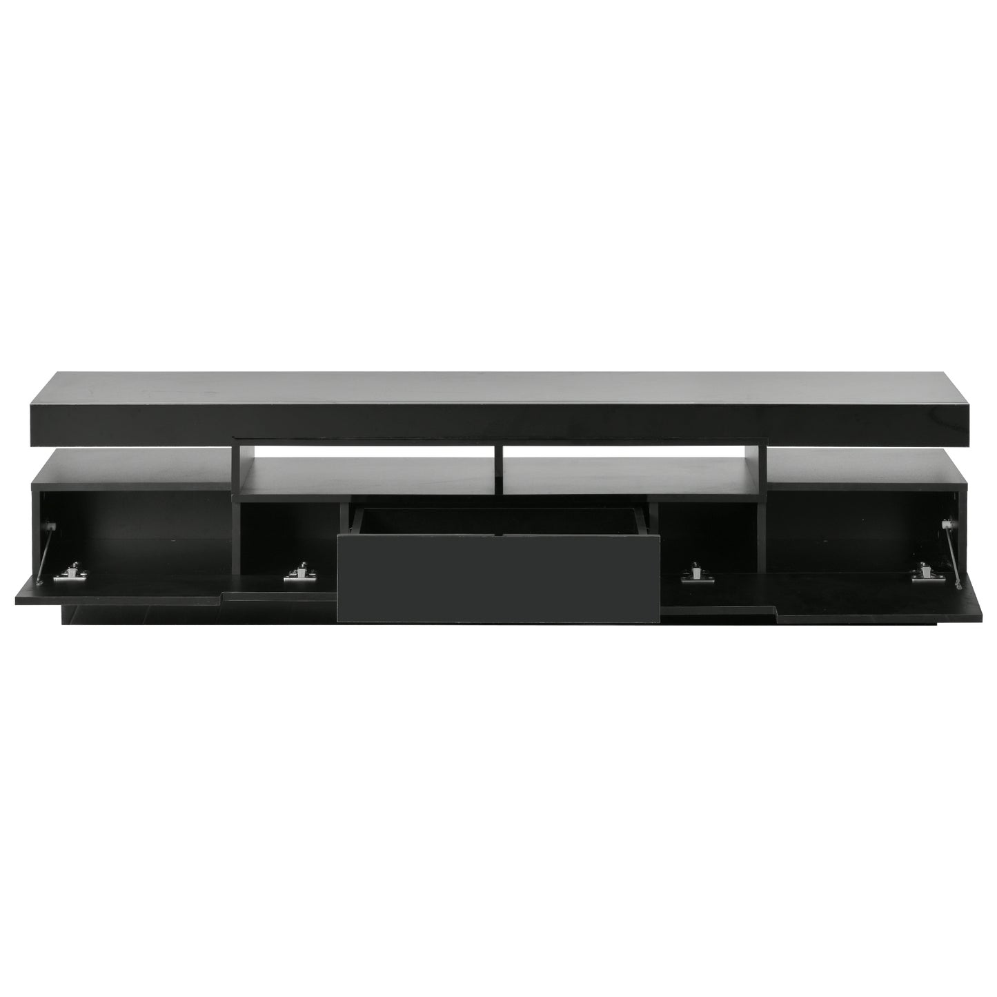 Seco High Gloss TV Stand Entertainment Center - Black