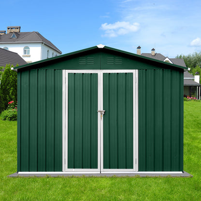 Homer 10 X 8 ft Metal Garden Sheds Outdoor Storage - Green+White