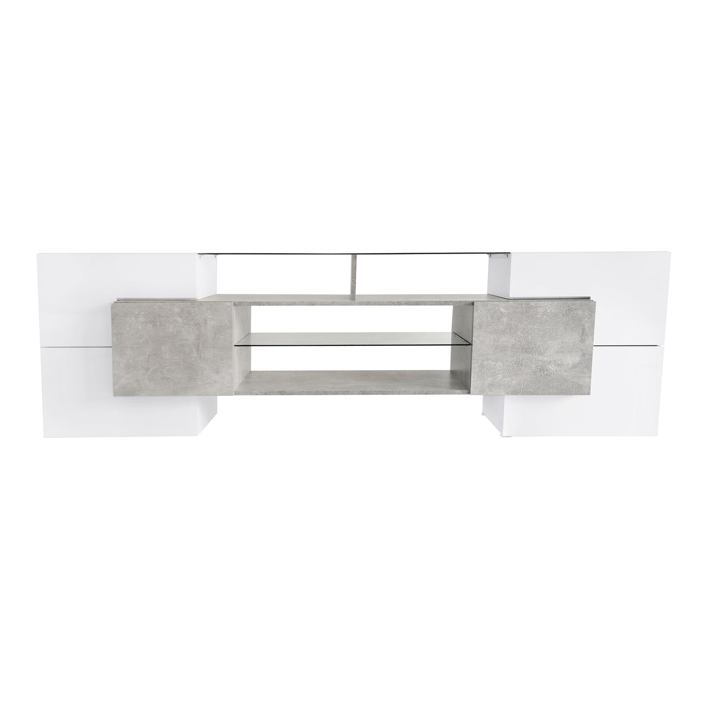 Trax TV Stand with 2 Illuminated Glass Shelves - Grey