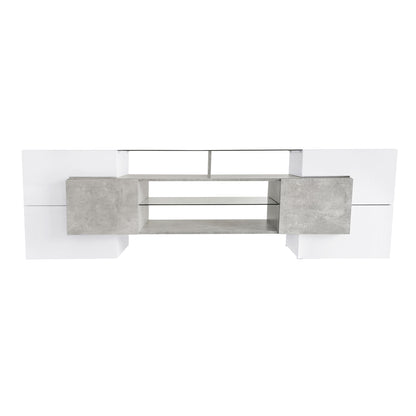 Trax TV Stand with 2 Illuminated Glass Shelves - Grey