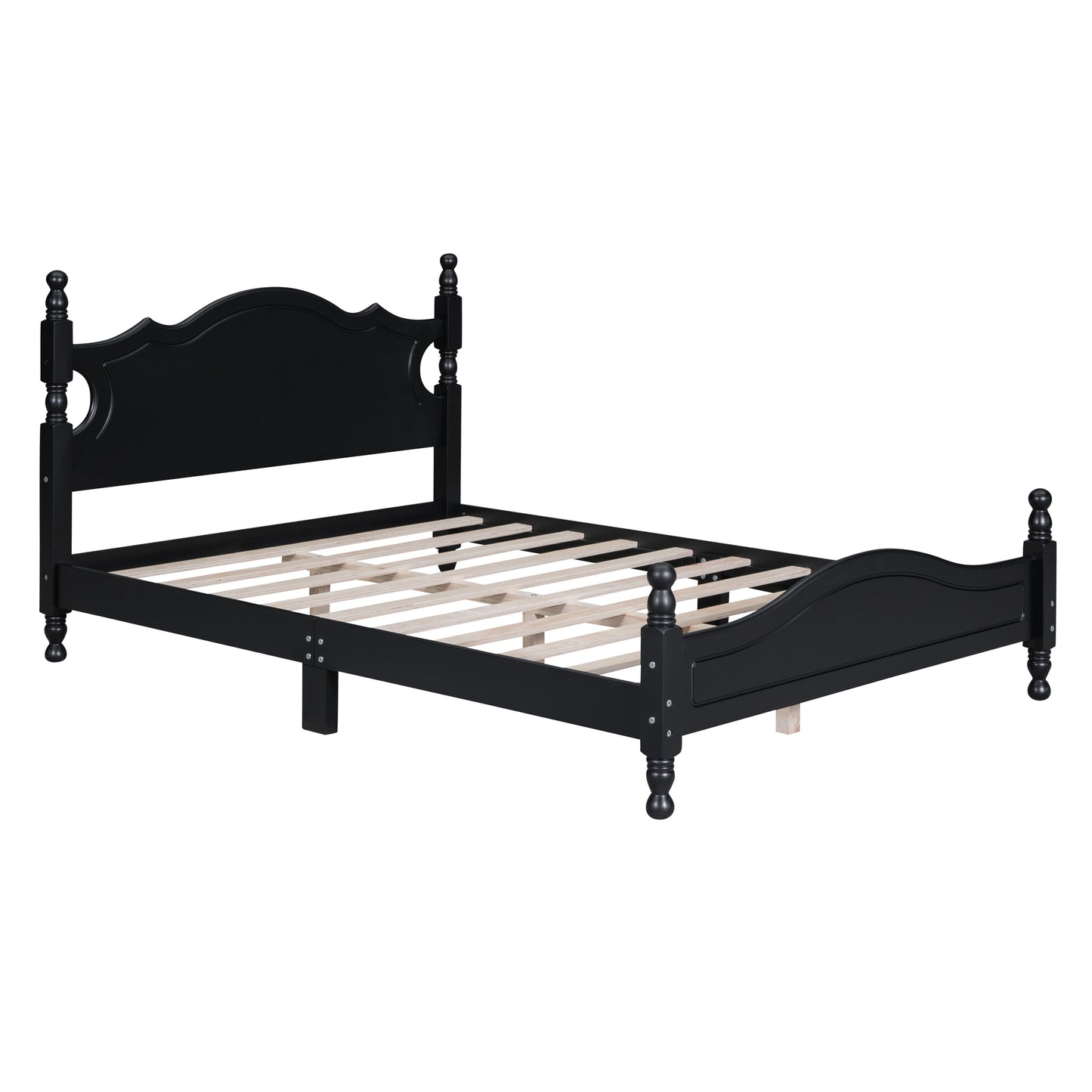 Quarto II Full Size Wood Platform Bed Frame - Black