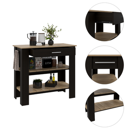 Cala Kitchen Island 40 - Black / Light Oak