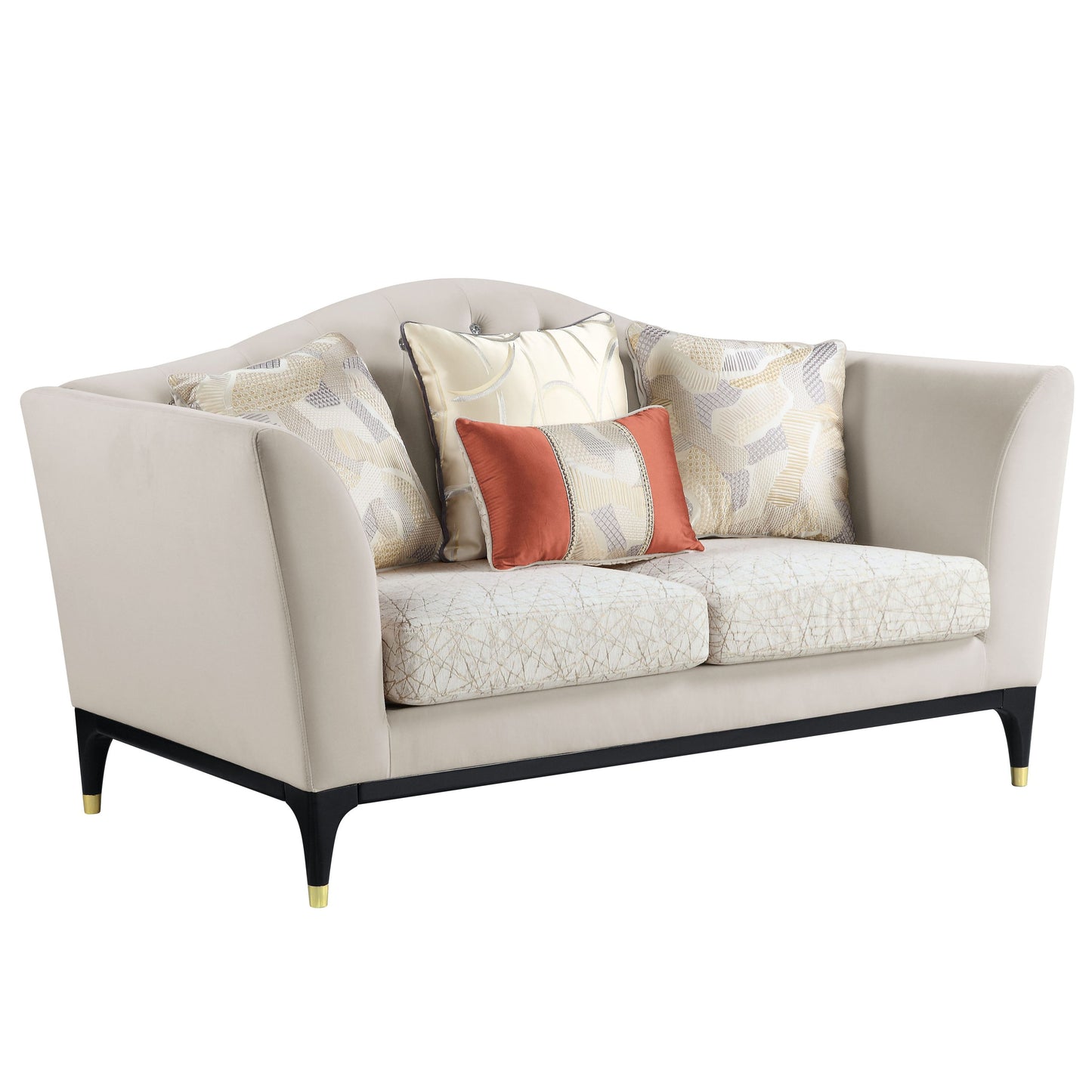 Tayden Velvet Loveseat with 4 Pillows