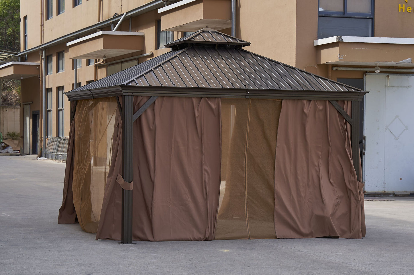 Afix 12 X 12 ft  Permanent Hardtop Gazebo Canopy - Bronze