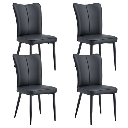 Carver PU Dining Chair Black Metal Leg (Set of 4) - Black