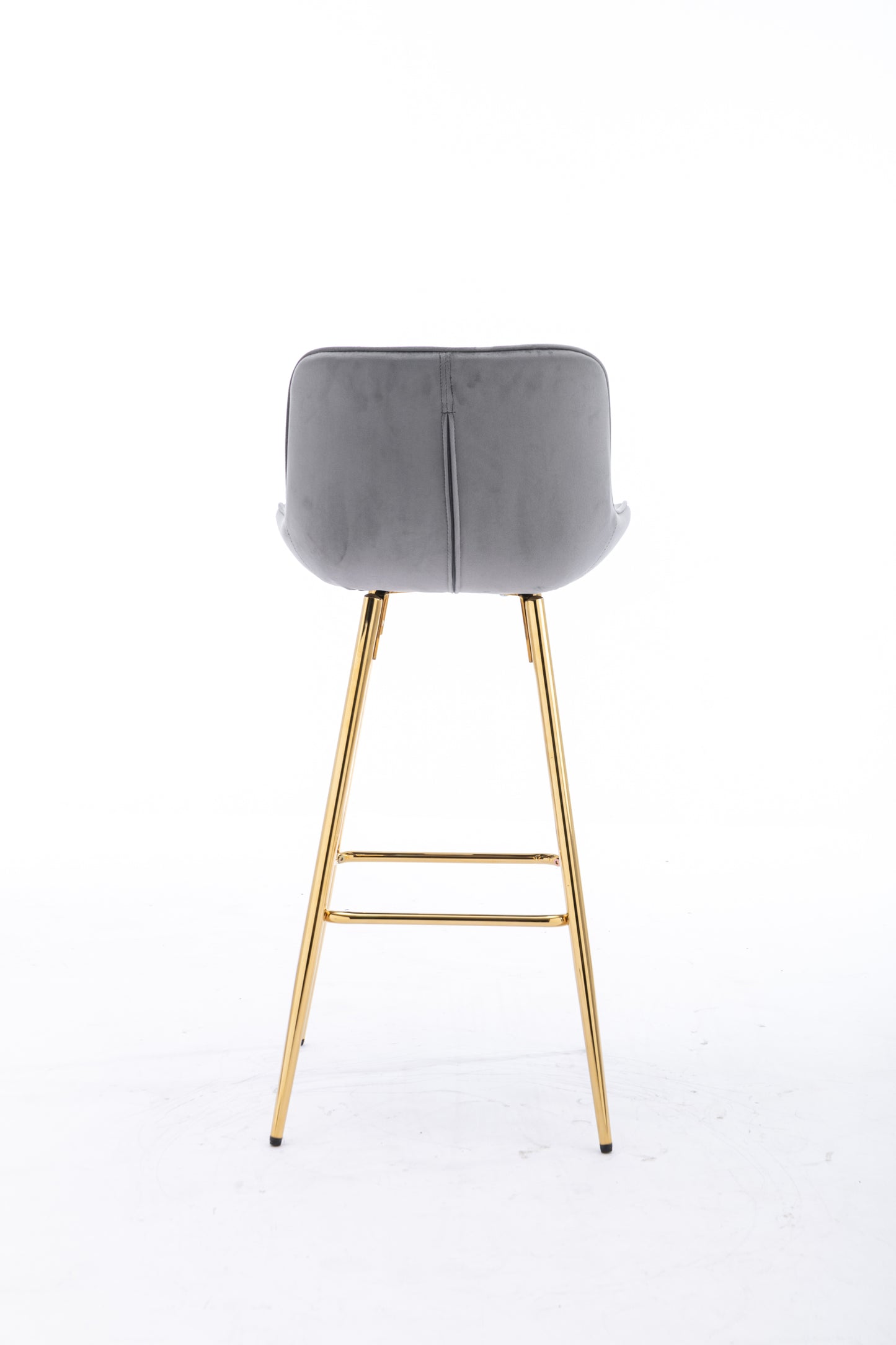 26 Inch Vista Bar Stools with Chrome Footrest  Velvet Fabric  Golden Leg - Gray  Set of 2