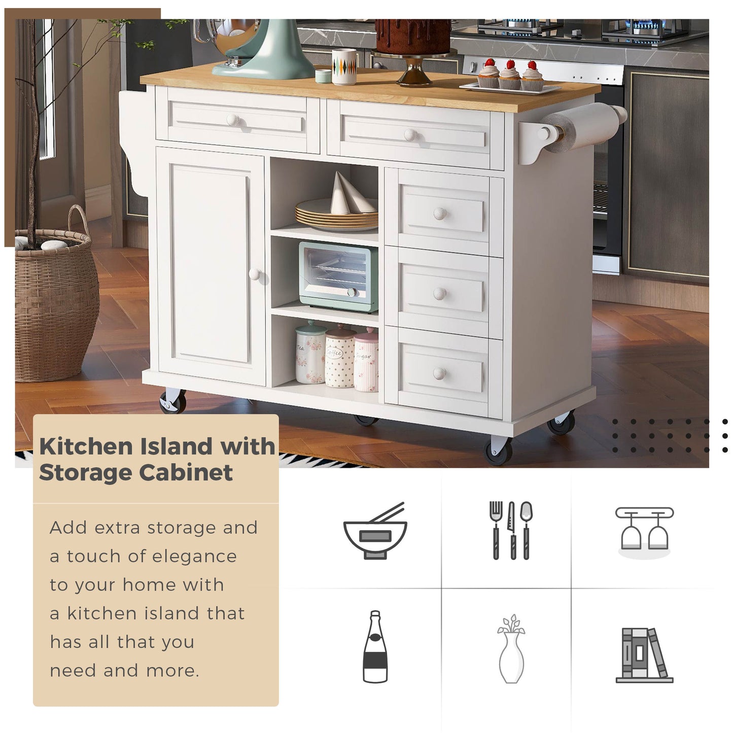 Pantry Mate Kitchen Cart - White