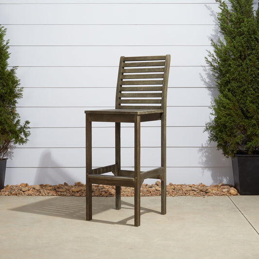 Renaissance Outdoor Patio Hand-scraped Wood Bar Chair