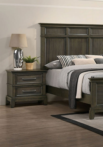 Nax  Solid Wood Nightstand - Gray