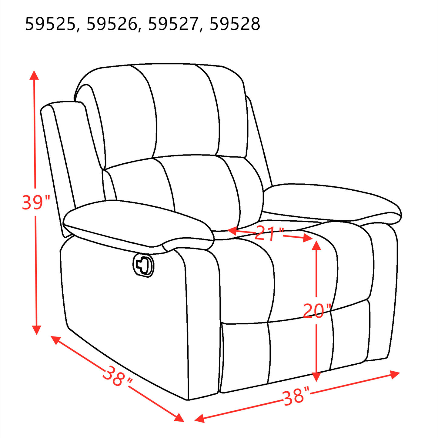 Bina Microfiber Recliner - Charcoal