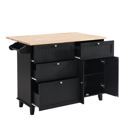 TOPMAX  Kitchen Island Set with 2 Seatings - Black