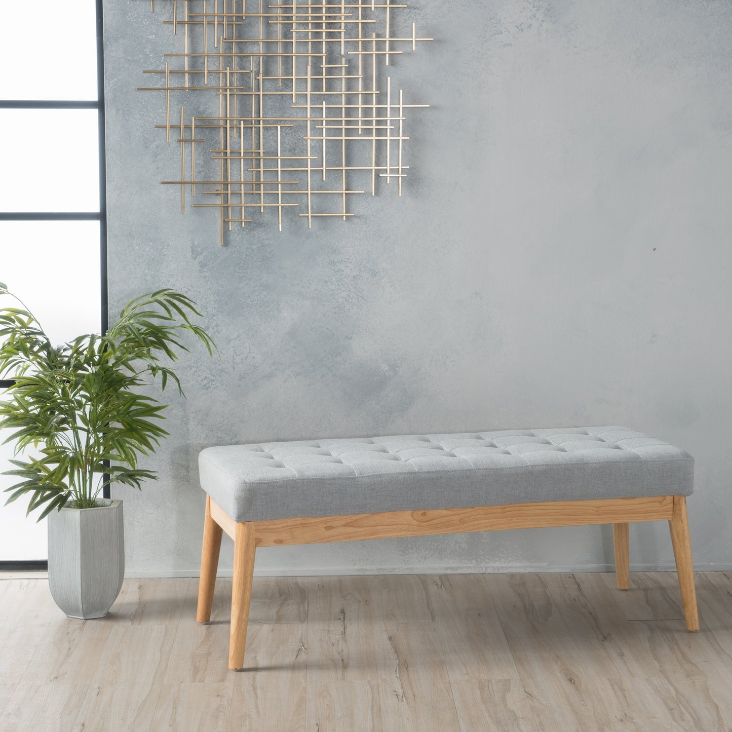 Tallu Fabric Upholstered Bench - Light Gray