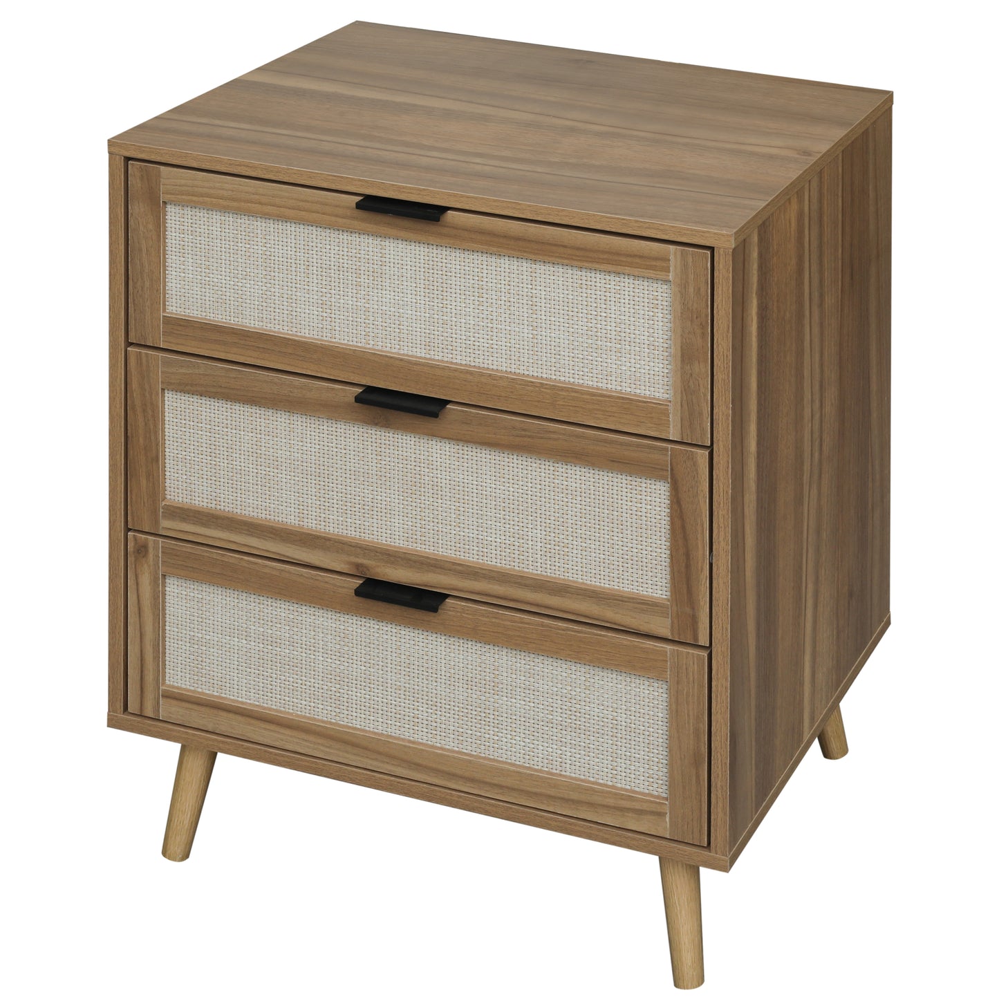 Kooboo 3 Drawer Nightstand End Table - Walnut