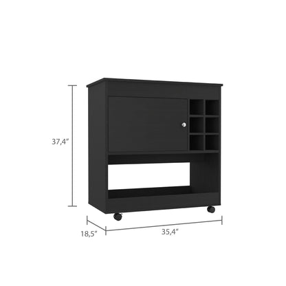 Deon Bar Cabinet With Wheels - Black