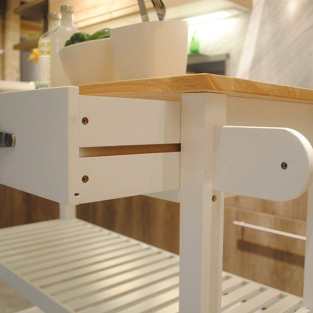 Vintage Kitchen Island & Kitchen Cart  - White